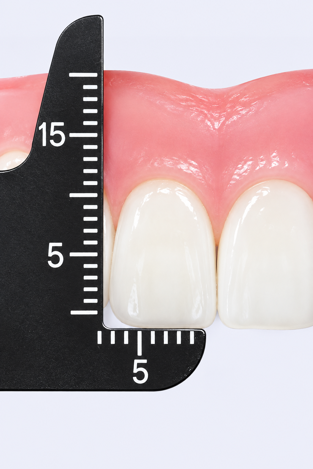 Mesure des incisives supérieures avec la règle dentaire