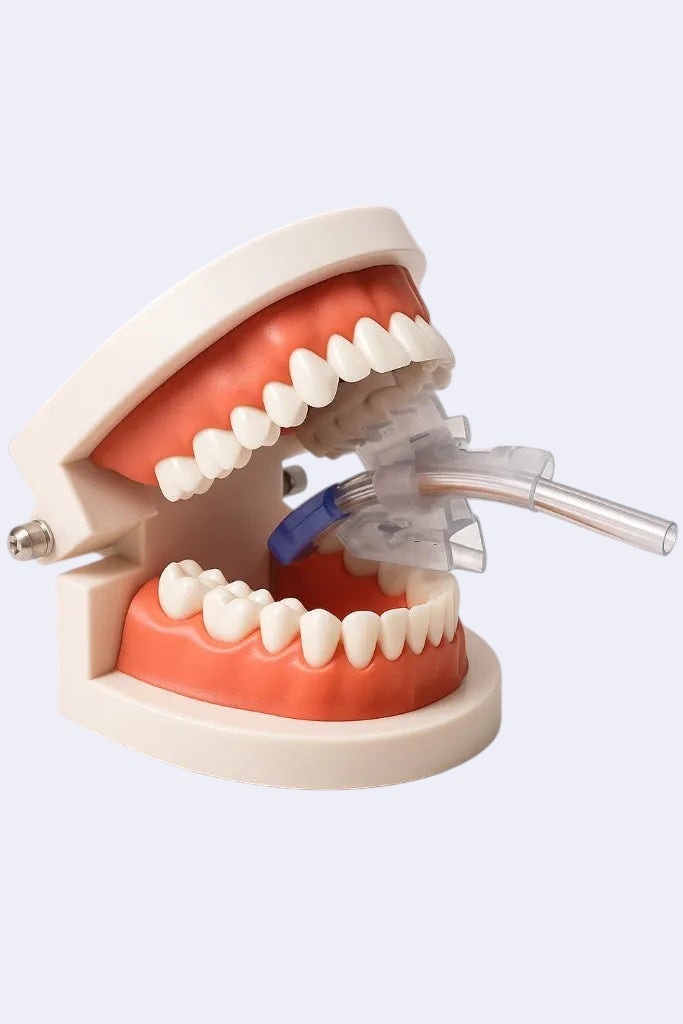 DENTISTOOLBOX clear dental mouth prop with integrated suction for patient comfort and visibility during procedures.