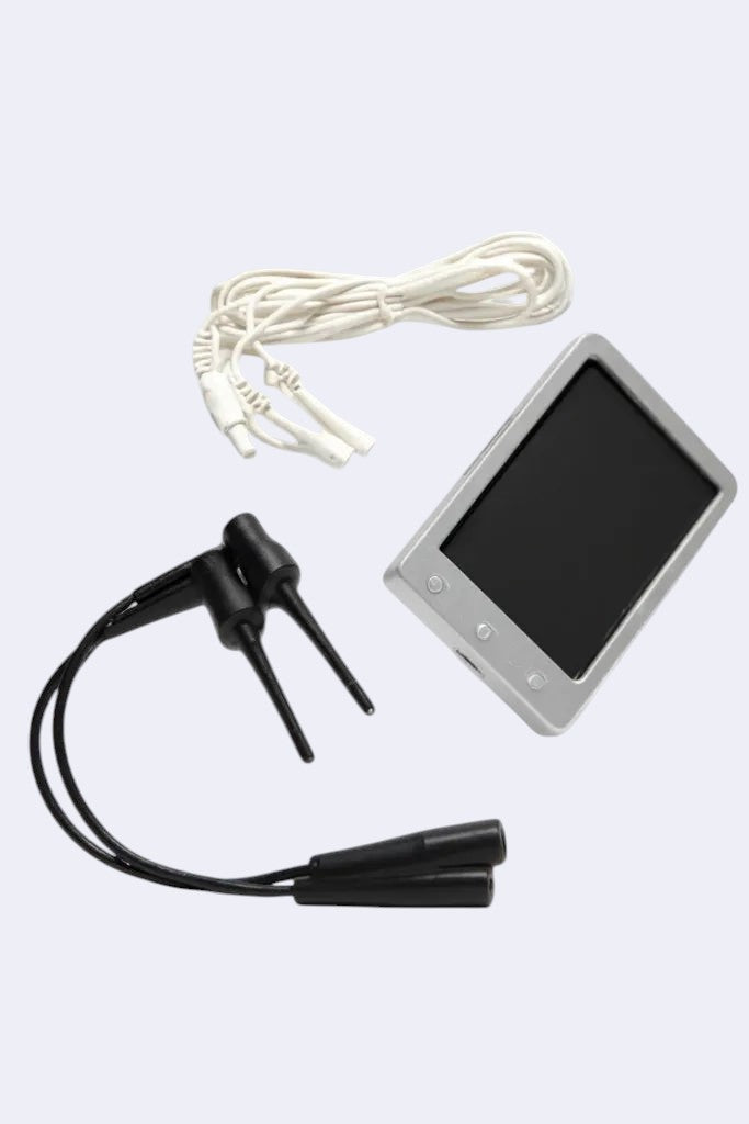 DENTISTOOLBOX MicroPex Apex locator for precise endodontic root canal measurements. Silver device with black probes and white cable.