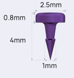 Pins de fixation violets Ø 2,0 mm, longueur 4 mm