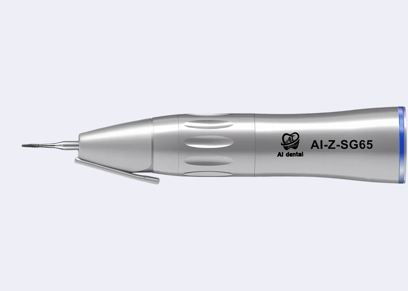 DENTISTOOLBOX 1:1 surgical handpiece with external irrigation, silver stainless steel, for precise dental surgery and implantology.