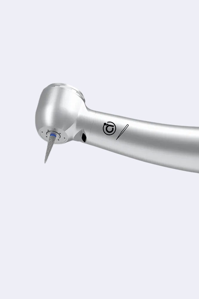 DENTISTOOLBOX silver dental turbine compatible with NSK, featuring Quattro Spray cooling and quiet operation.