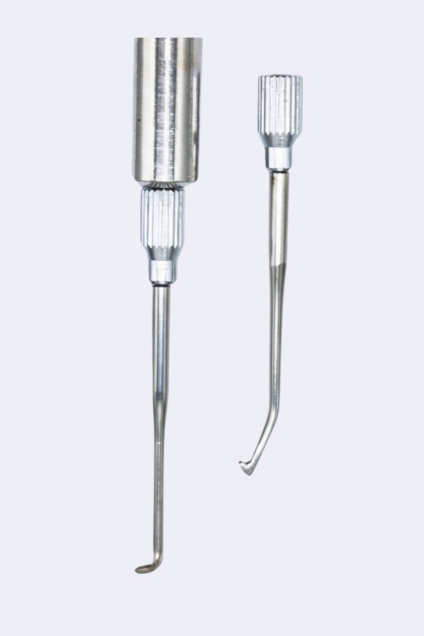 DENTISTOOLBOX classic crown and bridge remover tool with two interchangeable metal inserts for dental procedures.
