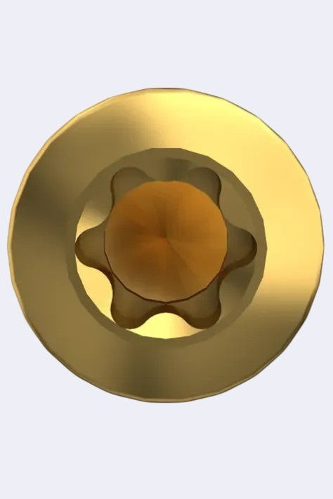 DENTISTOOLBOX gold-colored dental fixation screw, 1.3mm diameter, blunt tip, star drive head for delicate bone surgeries.