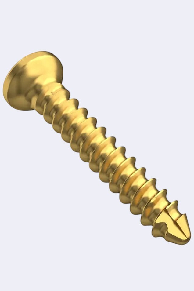 DENTISTOOLBOX gold dental fixation screw, 1.3mm diameter, tapered tip for oral surgery.